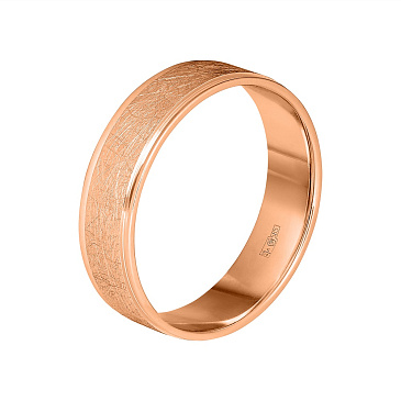 Обручальное кольцо фактурное из красного золота 500-000-045