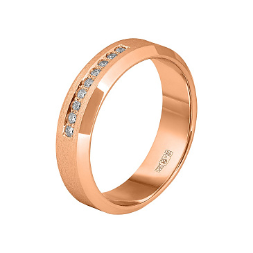 Обручальное кольцо из красного золота с бриллиантами 202-090-552