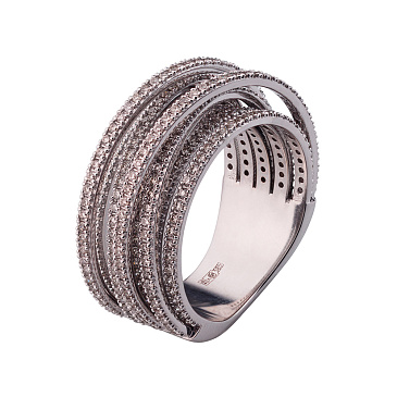 Эксклюзивное кольцо из белого золота с дорожками бриллиантов 921257Б