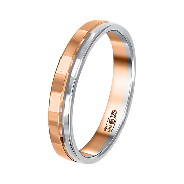 Обручальное кольцо из красного и белого золота узкое 430-000-332