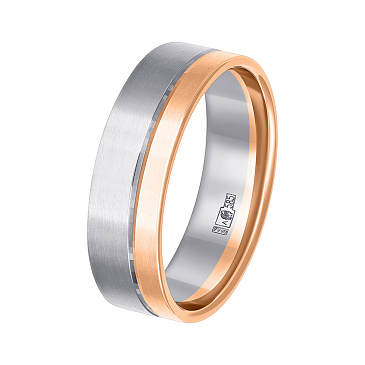 Обручальное кольцо из белого и красного золота широкое 430-000-341