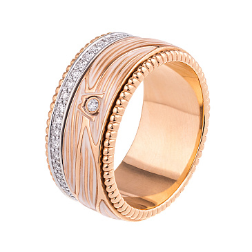 Эксклюзивное обручальное кольцо из красного золота с бриллиантами 911313Б