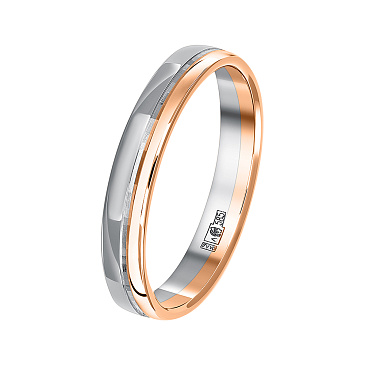Обручальное кольцо узкое из белого и красного золота 430-000-318