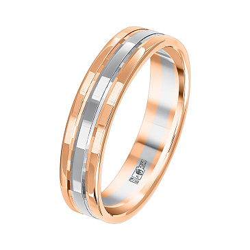 Обручальное кольцо из красного и белого золота прямое 450-000-317