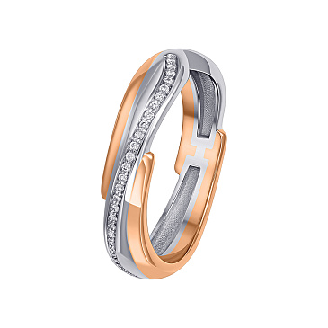 Обручальное кольцо из красного и белого золота с бриллиантами 911927Б