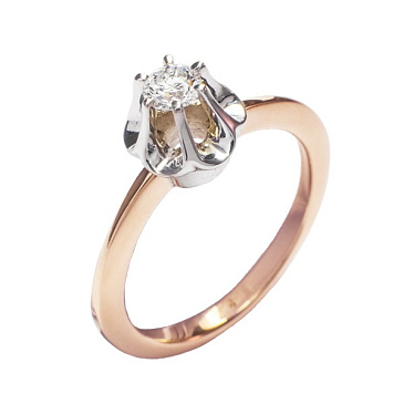 Помолвочное кольцо из красного золота с бриллиантом 911267Б